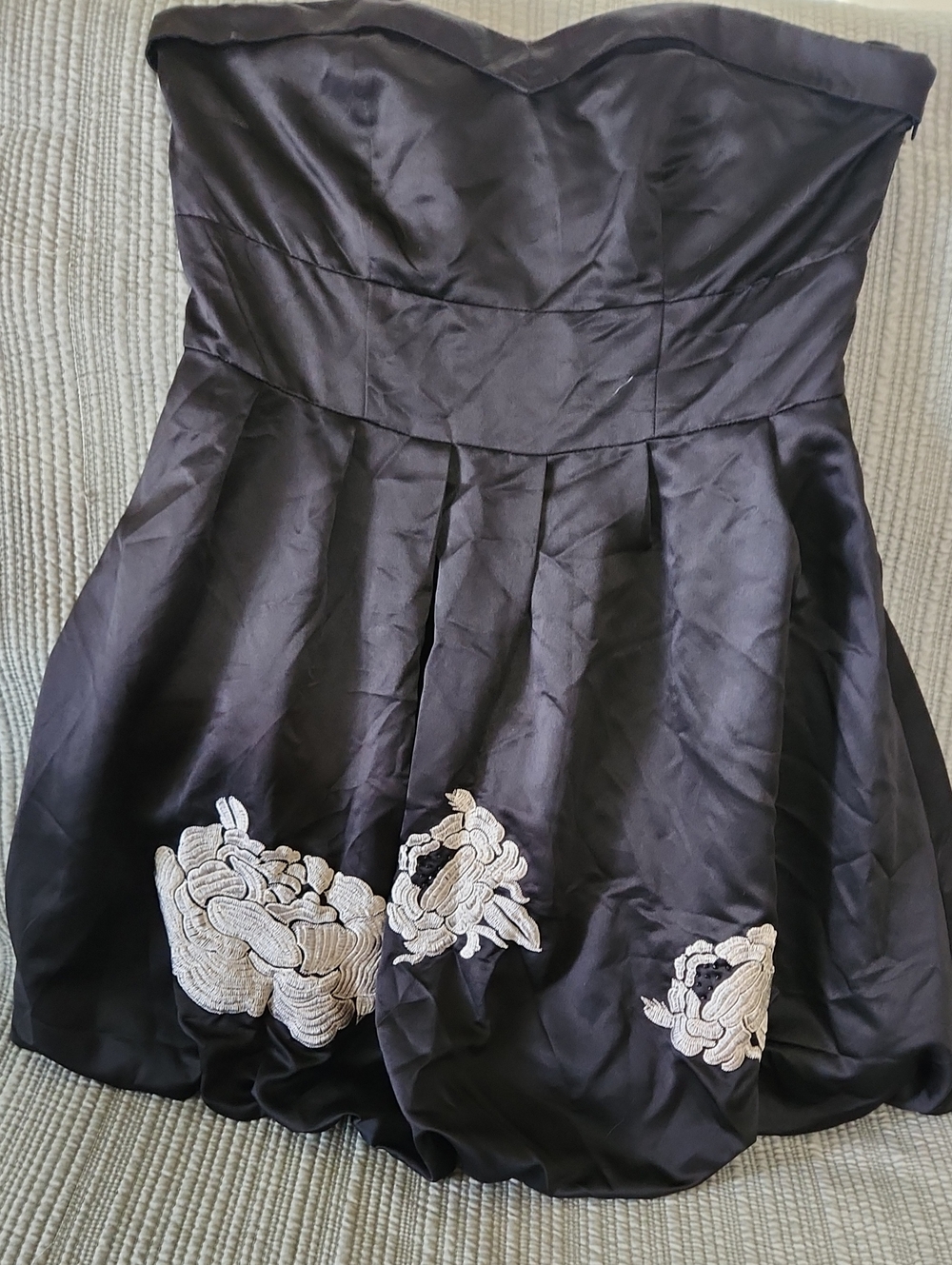 Charlotte Russe Strapless Black Dress with White Floral Embroidery